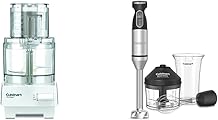 Cuisinart 7 Cup Food Processor, 600-Watt Motor, White, DLC-10SYP1 & CSB-179 Smart Stick Variable Speed Hand Blender, Stainless Steel