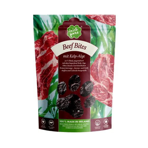 Irish Pure Beef Bites mit Kelp-Alge - 1 x 150 gr Rinderhäppchen aus 90% Fleisch Training Hund Getreidefrei Hunde Belohnung 100% Natürlicher Snack Hundeleckerli Gesunder Hundesnack Kausnack -