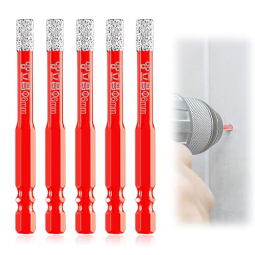 Porcelain Tile Drill Bits Set, Dry Diamond Drill Bits 6mm, 5 pcs Diamond Hole Saw Kit with Quick Change Hex Shank for Granite,Porcelain,Marble Stone and Glass 1 Porcelain Tile Drill Bits Set, Dry Diamond Drill Bits 6mm, 5 pcs Diamond Hole Saw Kit with Quick Change Hex Shank for Granite,Porcelain,Marble Stone and Glass