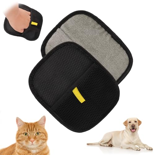 Kaempe 2 Pcs Pet Hair Remover Gloves, Pet Grooming Gloves for washing cats and dogs, reusable double sided static removal gloves,Gloves for Washing Deshedding Grooming