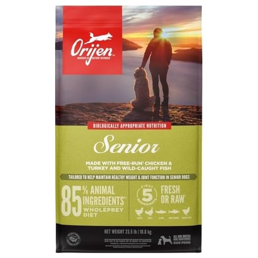ORIJEN Grain Free High Protein Dry Dog Food Senior Recipe 23.5lb Bag