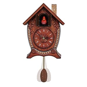 Mark Feldstein & Associates Traditional Chalet Style Singing Cardinal Tabletop Wall Sound Cuckoo Clock 17 x 8 x 5 inches