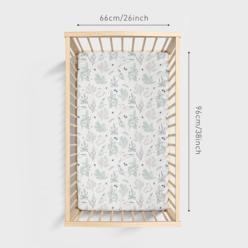Image of Muslin Bassinet Fitted Sheets 2 Pack, Soft Breathable Cotton Baby Bassinet Mattress Sheet Set, 360 Elastic Snug Fit, Universal for Oval, Rectangle (Blue Deer, Pack N Play Sheets 2 Pack)