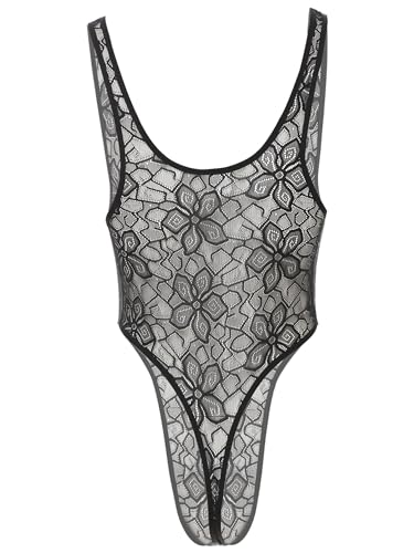 Men's Sheer Bodysuits Sissy Lingerie Leotard High Cut Singlet See Through Crossdress Nightwear2