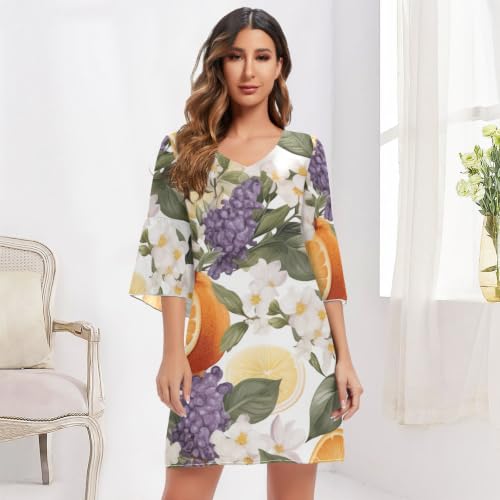 Robe de plage hawaïenne chic et légère fleur d'agrumes orange