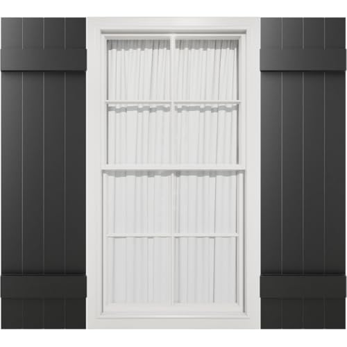 Mid America 00031435002 Standard Size Four Board Joined Vinyl Shutters, w/Installation Shutter-Lok's & Matching Screws (Per Pair), 002, 14"W x 35"H, Black by Mid America - Used condition - US$32.66