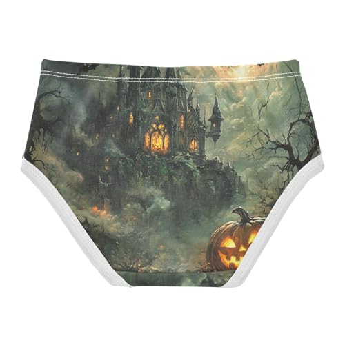 Cotton Toddler Underwear Floral Halloween Spooky Pumpkins House Little Girl Panties Fun Briefs Underpants 2t2