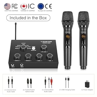 Sound Town 16 Channels Wireless Microphone Karaoke Mixer System w/ 2 Wireless Mics, HD ARC, Optical (Toslink), AUX, Supports Smart TV, Media Box, PC, Bluetooth, Soundbar, Receiver (SWM15-MAX)