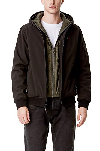 Tommy Hilfiger Mens Legacy Soft Shell Fashion Bomber Windbreaker Jacket, Black Tech, 3X-Large Us #TOP6