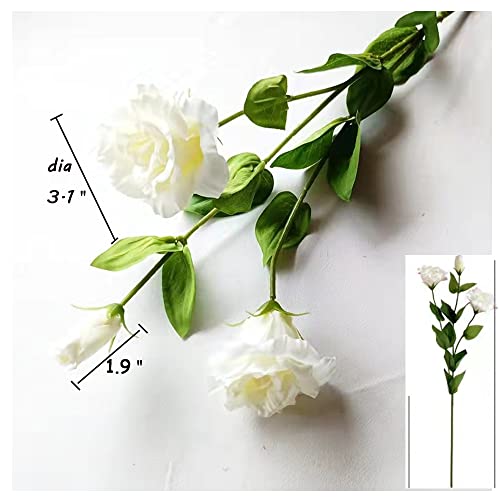Yxkgccy 4 Pcs Rose Artificial Silk Lisianthus Fake Real Touch Flower With Long Stem Faux White Peonies Bouquet For Wedding Party Home Indoor Decor Flower Arrangements Centerpiece thumb #1