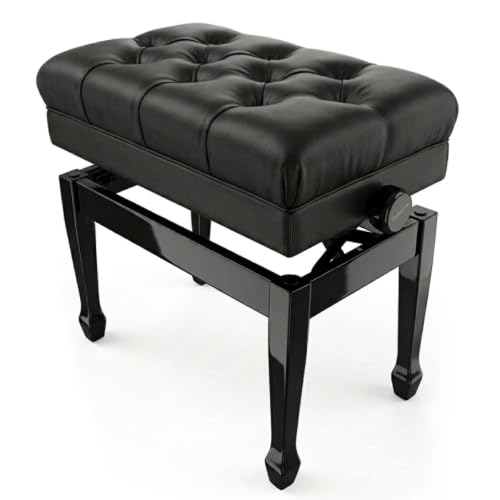 Bailanoom Adjustable Piano Bench with Storage - Solid Wood Piano Stool with High-Density Padded...