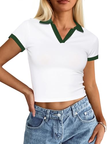 Dark Wash Cropped Polo Top