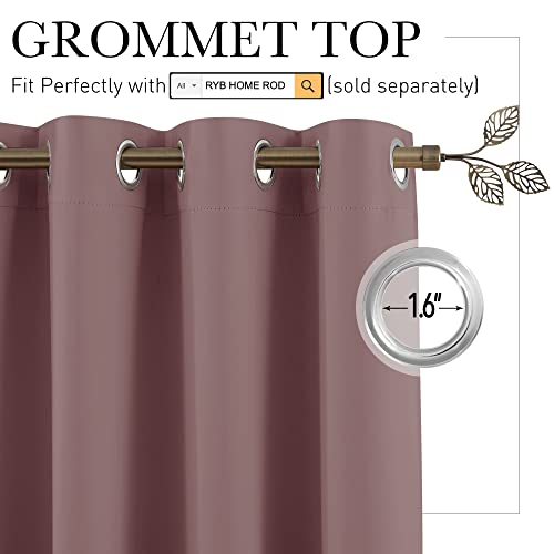 Image of RYB HOME Privacy Curtain for Sliding Glass Door, Light Block Noise Reduce Insulated Curtain Screen Ceiling to Floor for Locker Room Basement Bedroom Closet, 100 inch Wide x 90 inch Long, Wild Rose