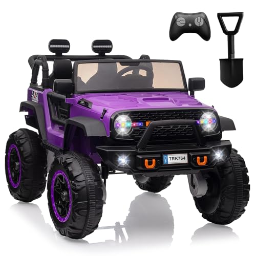Toys, Remote Control 4 Wheels Electric Power Car For Toddlers Kids Boys Girls, 2 Seater Motorized Ride On Cars Vehicle, Purple