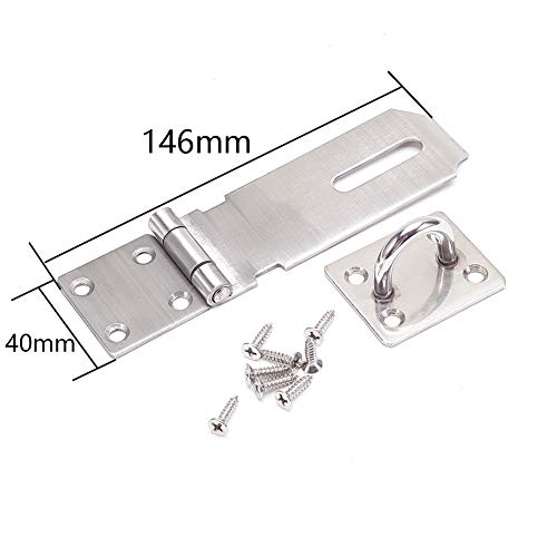 Image of MroMax Hasp Staple Padlock Latch, 146mm Length,Stainless Steel Furniture Cupboard Door Stainless Steel Silver Tone 1pcs