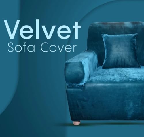 Image of Gurnoor Universal Triple Seater Sofa Cover Big Elasticity Cover for Couch 140 GSM Sofa Slipcover (Velvet-Peacock-Green, 185-230cm)