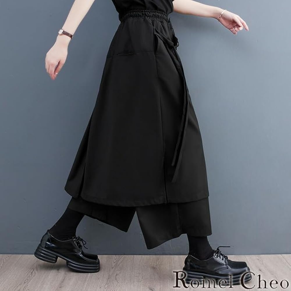 【萌/MOYURU】ワイドパンツ　モダン　【M〜L】クロップド　パネル　ガウチョ 萌/MOYURU】ワイドパンツモダン【M〜L】クロップドパネルガウチョ