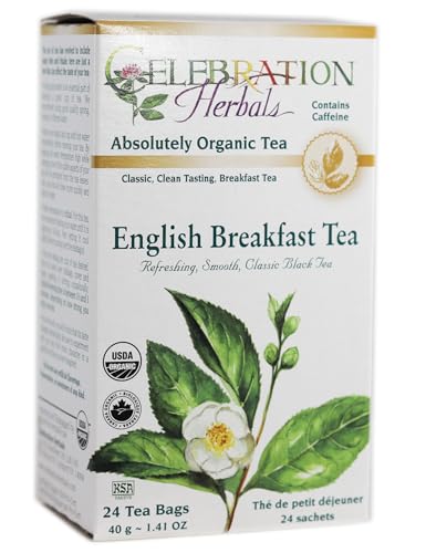 Celebration Herbals English Breakfast Black Tea – Organic, Kosher (24 teabags - 40g) | Camellia sinensis Black Tea | Robust and Full-Bodied, Valued in Traditional Tea Culture