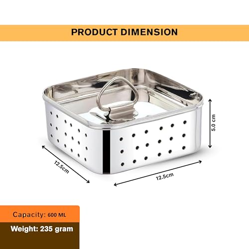 Image of Paneer Maker Steel | Paneer Maker | Paneer Maker Mould Press - 600ml (Large) Stainless Steel Square Press for Homemade Paneer, Tofu & Sprouts | 1 Year Warranty & Free Paneer Recipe eBook