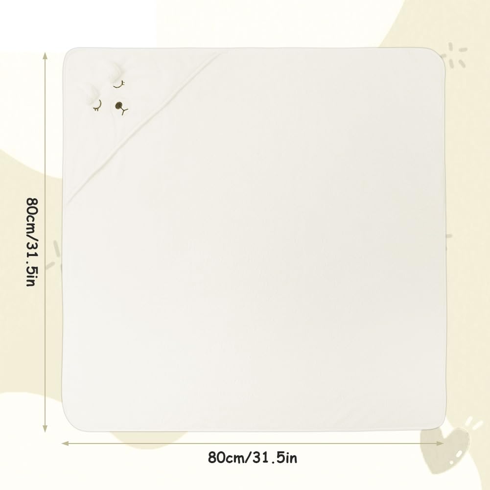 Aolso Accappatoio Neonato, 80x80cm Asciugamani Con Cappuccio Per Bambini, Accappatoio Neonato con Cappuccio Extra Morbido e Super Assorbente per Neonati e Bambini 0-3 Anni-Orso