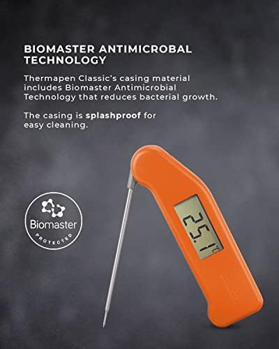 ETI SuperFast Thermapen 3 Classic Food Thermometer (Orange) - Digital Instant Read Meat Thermometer for Kitchen, Food Cooking, Grill, BBQ, Smoker, Candy, Home Brewing, Coffee, and Oil Deep Frying