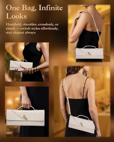 Image of Elegant Evening Clutch Purse for Women - Structured Crocodile PU Leather Handbag for Wedding & Formal Party