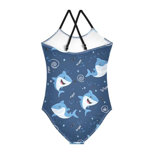 Cute Shark Pattern Girls One Piece Swimsuits Summer Quick Dry Beach Bathing Suit2