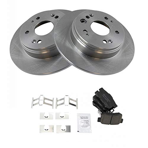 Image of TRQ Rear Brake Pad and Rotor Set Ceramic Solid Rotors | For 2002-2004 Honda CR-V