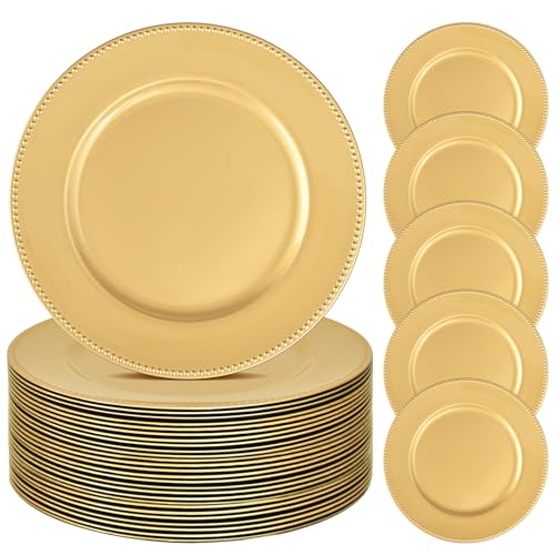 24 Pcs Gold Charger Plates Bulk, 13