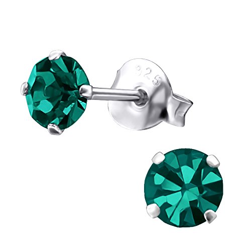 Preisvergleich Produktbild Laimons Damen-Ohrstecker Zirkonia rund gefasst grün türkis Sterling Silber 925