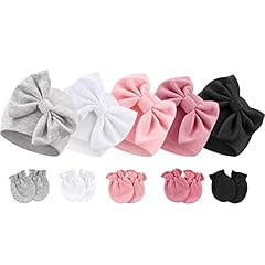 5 Baby Bow Hats + 5 Pairs Mittens (Set B)