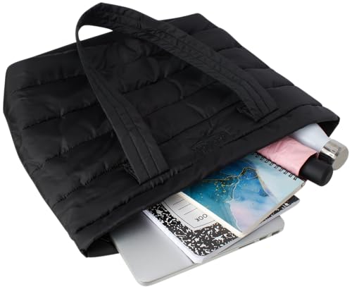Image of Reebok Womens Tote Bag - Large Lightweight Puffer Travel Tote with Zipper - Carry On Shoulder Bag Work Bags for Women
