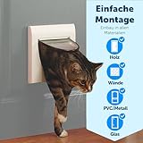 PetSafe Katzenklappe mit 4 Verriegelungsmöglichkeiten - Haustiertür für Katzen, Einfache Installation - Manuelle Verriegelung, robuster Rahmen - Weiß, ohne Erweiterungstunnel