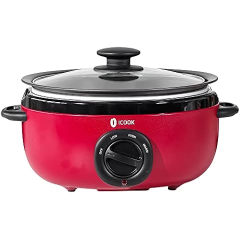 ICOOK 3.5 Quart Slow Cooker with Glass Lid Cover