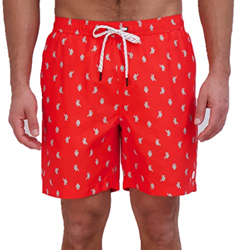 Eddie Bauer Men's SPF 50+ Volley Swim Trunk - Fun Designs, Comfortable and Stylish, 7" Inseam, Coral, XX-Large