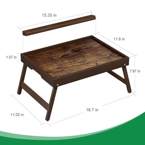 Image of Bamboo Bed Tray Table with Device Stand, Medium, Vintage Walnut