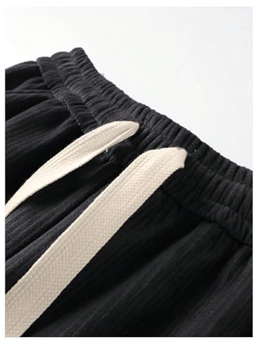 SOLY HUX Men's 2 Piece Corduroy Pants Drawstring Elastic Waist Straight Leg Baggy Pants with Pockets2