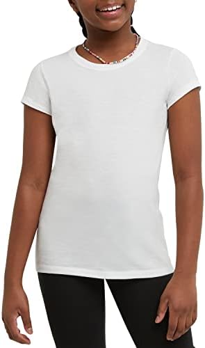 Hanes Little Girls' Jersey Cotton Tee (Pack of 2), White, Medium
