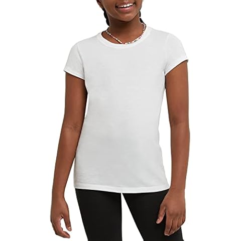 Hanes Little Girls' Cotton Tee (2-Pack), White, Medium Cover