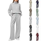 Generisch Conjunto de pantalón deportivo de mujer de 2 piezas, de terciopelo, cálido para invierno, con capucha, para casa, con cuello alto, ropa cómoda, conjunto de suéter, conjunto de ocio, GY2., M