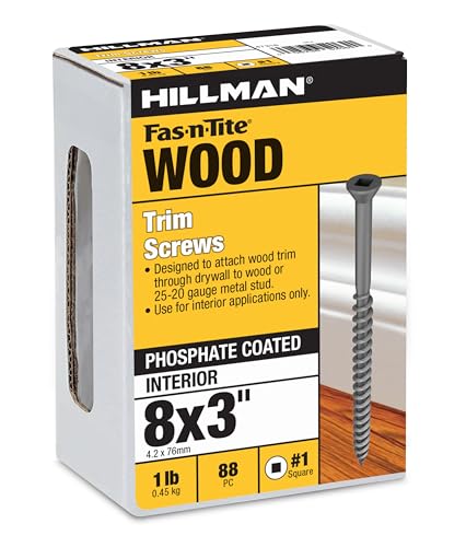 The Hillman Group 47316 8 X 3-Inch Square Drive Trim Screw-Sharp Point, 1-Pound