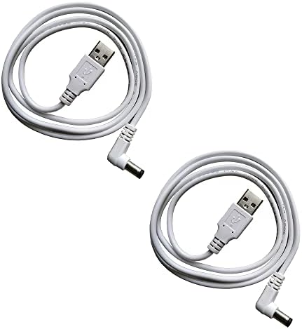 DZYDZR 2PCS 5 V USB to DC 5 V Power Cable - USB A 2.1 mm/5.5 mm L-Type Jack Adapter Cable 1 m / 3 ft White