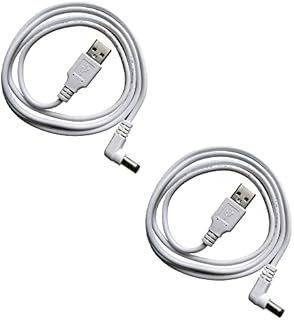 DZYDZR 2PCS 5 V USB to DC 5 V Power Cable - USB A 2.1 mm/5.5 mm L-Type Jack Adapter Cable 1 m / 3 ft White