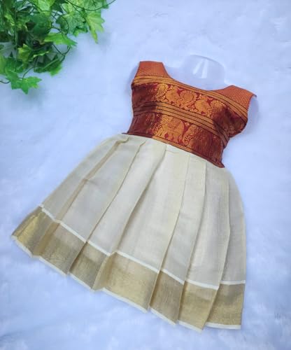 Girl's Traditional Ethnic Wear South Cotton Tissue Sleeveless Frock2