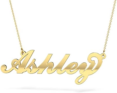 TSD 14K Yellow Gold Personalized Name Necklace with a 16" Chain in Flourish Font by JEWLR*