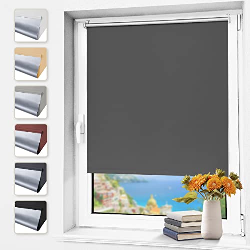 Zarnan Store Enrouleur Occultant sans Perçage, Gris, 70 x 150 cm (Largeur du Tissu 66cm), Rideau Opaque, Isolant Thermique, pour Fenêtre ou Porte, Protéger Votre Vie Privée & Protection UV Cover