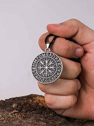 HAQUIL Viking Necklace, Runic Compass Vegvisir Pendant, Norse Jewelry Gift for Men2