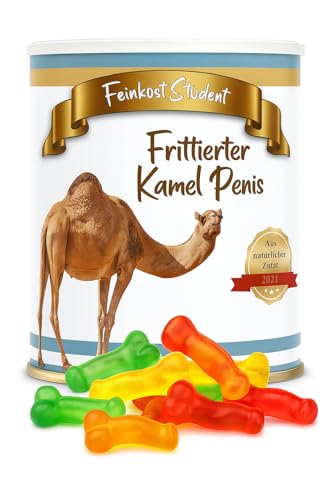 Frittierter Kamel Penis aus der Dose – lustiges Geschenk zu Weihnachten oder Geburtstag für Kinder und Erwachsene – Weingummi Penisse in einer Feinkost Dose – 300g