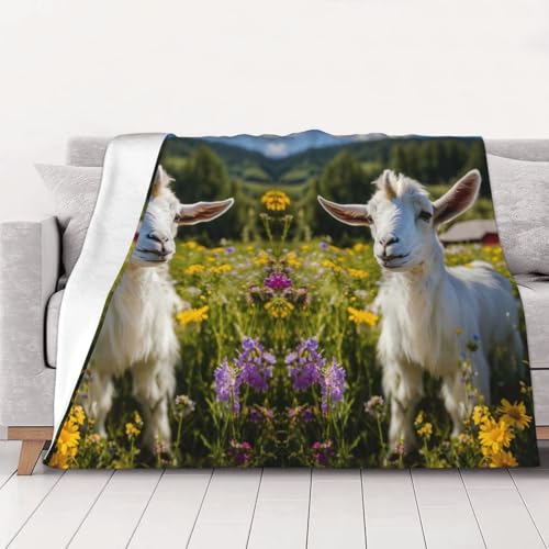 Couverture en peluche douce et légère imprimé chèvre - 2