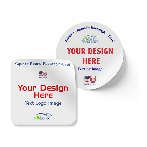 avgrafx 2 in Custom Stickers Vinyl Waterproof Dishwasher Safe, UV Resistant. Make Your Own Personalized Labels for Your Brand, Text Image, or Logo. Made USA.